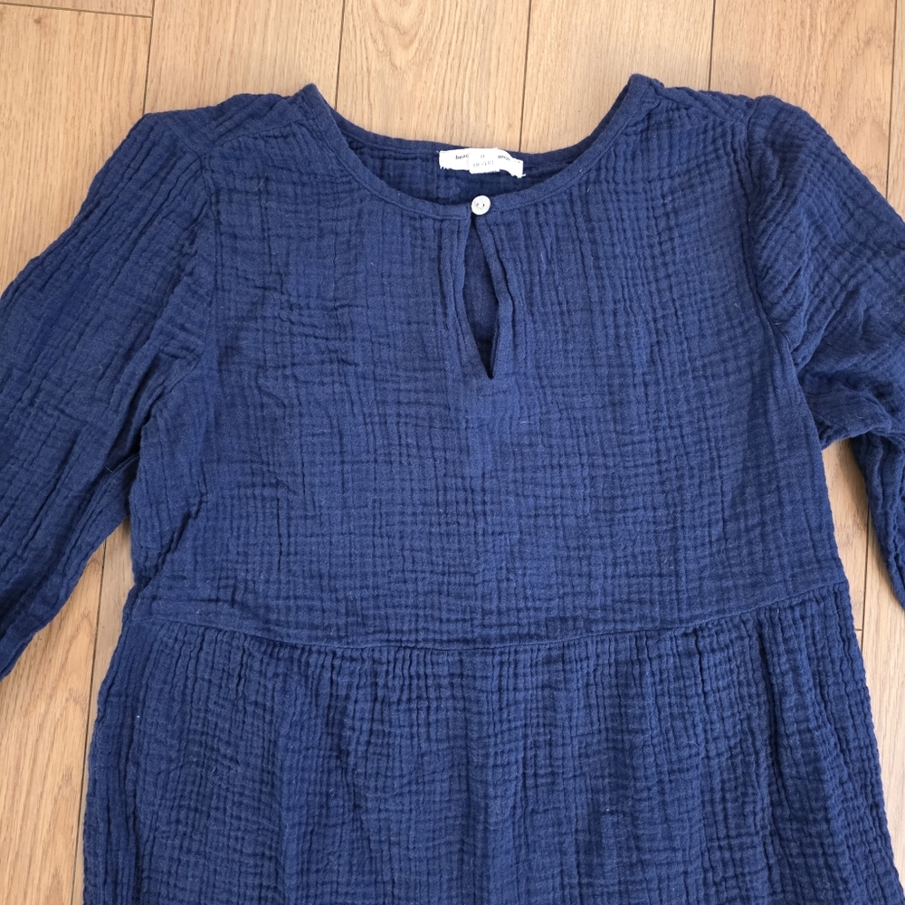 BeachLunchLounge Long Sleeve Cotton Gauze Mini Dress- M - Picture 3 of 11